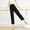 YOLAI Women's Casual Yoga Dance Trousers Stretch Straight Leg Pants Elastic Waist Drawstring Loose Lightweight Pants (Black, L) view 2