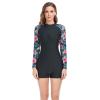 Etconen Women's Hawaii Vacation one-Piece Swimsuit one-Piece surf Suit with Color Printed Long-Sleeved Outdoor Sunscreen Clothes 2-XX-Large view 1
