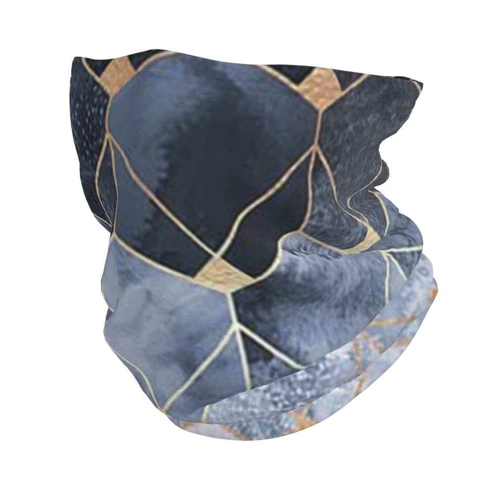 HETOCO Blue Hexagons and Diamonds Balaclava Headwea Protection Neck Scarf Headband for Women Men