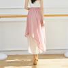 YOLAI Women's Loose Flowing Chiffon Dress Trousers Classical Dance Wide Leg Pants Dance Lightweight Colour Blocking Pants (Pink, XL) view 3
