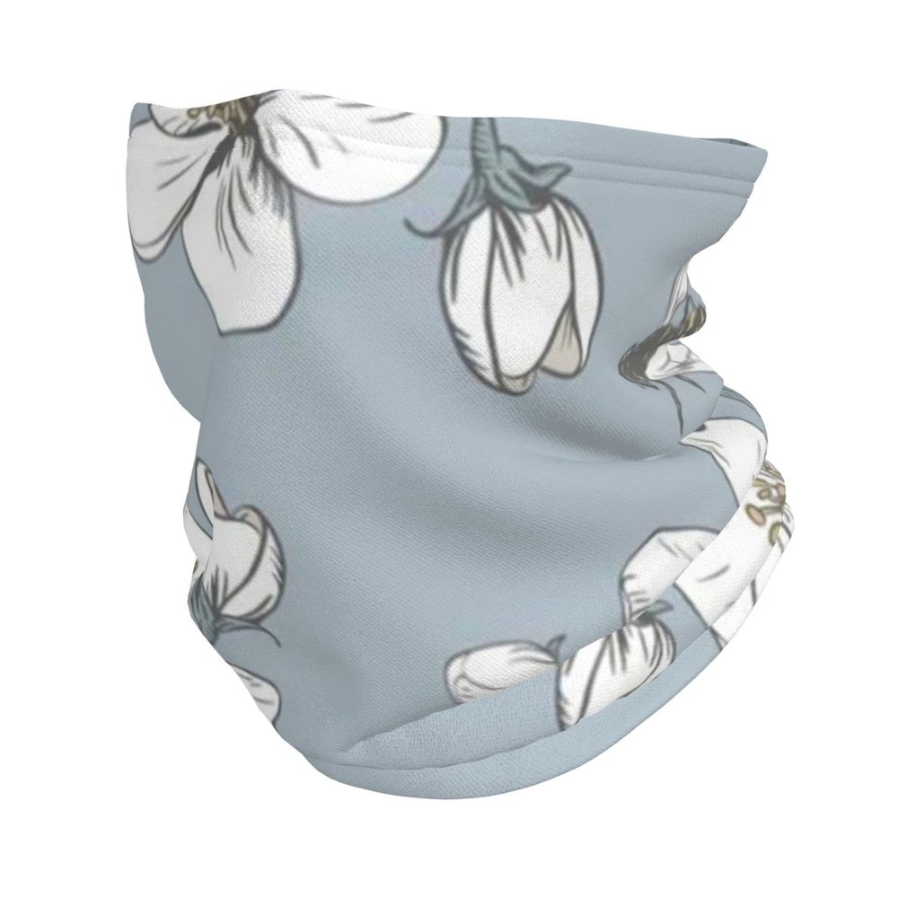 HETOCO White Flowers Bee Balaclava Headwea Protection Neck Scarf Headband for Women Men