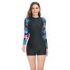 Etconen Women's Hawaii Vacation one-Piece Swimsuit one-Piece surf Suit with Color Printed Long-Sleeved Outdoor Sunscreen Clothes 1-XX-Large view 1