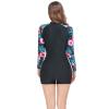 Etconen Women's Hawaii Vacation one-Piece Swimsuit one-Piece surf Suit with Color Printed Long-Sleeved Outdoor Sunscreen Clothes 1-XX-Large view 2