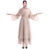 Abayas for Women Muslim: Modest Abaya Dress with Hijab Jilbab Middle East Arabian Robes Dubai Outfit Conservative Kaftan Islamic Dresses Chiffon Prayer Clothes Ramadan Eid Wedding Khaki Medium view 3