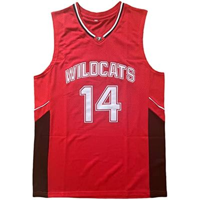Youth Troy Bolton Jersey,Kids Wildcats #14 High School Basketball Shirt (X-Large, 14 Bolton Red)