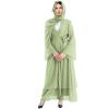 Abayas for Women Muslim: Modest Abaya Dress with Hijab Jilbab Middle East Arabian Robes Dubai Outfit Conservative Kaftan Islamic Dresses Chiffon Prayer Clothes Ramadan Eid Wedding Sage Green Medium view 1