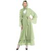 Abayas for Women Muslim: Modest Abaya Dress with Hijab Jilbab Middle East Arabian Robes Dubai Outfit Conservative Kaftan Islamic Dresses Chiffon Prayer Clothes Ramadan Eid Wedding Sage Green Medium view 2