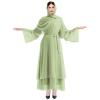 Abayas for Women Muslim: Modest Abaya Dress with Hijab Jilbab Middle East Arabian Robes Dubai Outfit Conservative Kaftan Islamic Dresses Chiffon Prayer Clothes Ramadan Eid Wedding Sage Green Medium view 3