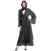 Abayas for Women Muslim: Modest Abaya Dress with Hijab Jilbab Middle East Arabian Robes Dubai Outfit Conservative Kaftan Islamic Dresses Chiffon Prayer Clothes Ramadan Eid Wedding Black Medium view 2