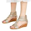 SACFOF Women's Wedge Sandals Zipper Ankle Strap Slip-On Platform Sandals Summer Open Toe Dressy Shoes Sandals view 1