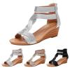 SACFOF Women's Wedge Sandals Zipper Ankle Strap Slip-On Platform Sandals Summer Open Toe Dressy Shoes Sandals view 4