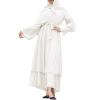 Abayas for Women Muslim: Modest Abaya Dress Middle East Arabian Robes Dubai Outfit Conservative Kaftan Islamic Dresses Chiffon Prayer Clothes Ramadan Eid Wedding Formal Party White Medium view 1