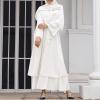 Abayas for Women Muslim: Modest Abaya Dress Middle East Arabian Robes Dubai Outfit Conservative Kaftan Islamic Dresses Chiffon Prayer Clothes Ramadan Eid Wedding Formal Party White Medium view 2
