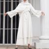 Abayas for Women Muslim: Modest Abaya Dress Middle East Arabian Robes Dubai Outfit Conservative Kaftan Islamic Dresses Chiffon Prayer Clothes Ramadan Eid Wedding Formal Party White Medium view 3