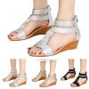SACFOF Women's Wedge Sandals Zipper Ankle Strap Slip-On Platform Sandals Summer Open Toe Dressy Shoes Sandals view 4