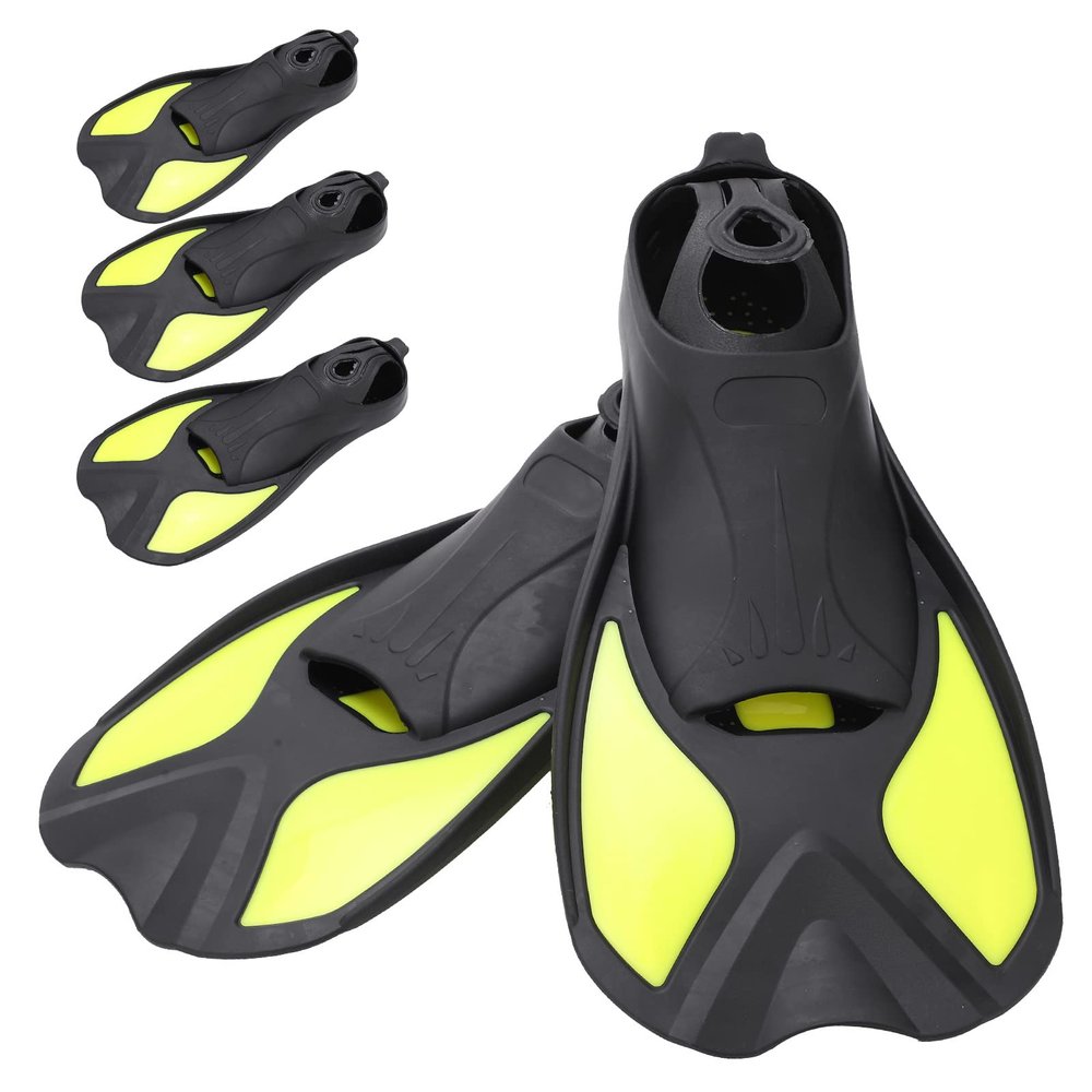 Alvinlite Swim Fins, Diving Fins Snorkel Fins, Snorkeling Gear Flippers, Travel Size Short Flippers, Men Women, Kids Soft Swim Shoes for Adults, Swimming Training, Outdoor Water Sports(L)