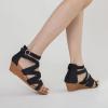 SACFOF Womens Gladiator Wedge Sandals,Summer Open Toe Low Wedge Sandals Bohemia Zipper Casual Walking Roman Shoes view 4