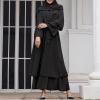 Abayas for Women Muslim: Modest Abaya Dress Middle East Arabian Robes Dubai Outfit Conservative Kaftan Islamic Dresses Chiffon Prayer Clothes Ramadan Eid Wedding Formal Party Black Large view 2