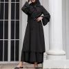 Abayas for Women Muslim: Modest Abaya Dress Middle East Arabian Robes Dubai Outfit Conservative Kaftan Islamic Dresses Chiffon Prayer Clothes Ramadan Eid Wedding Formal Party Black Large view 4