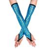 Yikisdy Women Mermaid Gloves Sparkle Fingerless Long Glove Fish Scale Arm Sleeves Rave Party Costume (Blue) view 1