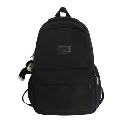 Aesthetic Backpack Cute Backpack for School College Backpack Large Capacity Bookbags for Girls Women Students Casual Travel Daypacks Solid Color(Black)