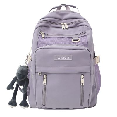 JARKJARD Cute Aesthetic Backpack Kawaii Backpack for School with Cute Pendant Casual Daypack Middle Student Travel College Bookbag for Girls Large Capacity(Purple)