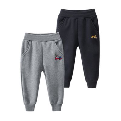 GFQLONG Toddler Boys 2 Pack Cotton Active Jogger Pants,Kids Cartoon Sweatpants Casual Lounging Bottoms,Crane Sets 7-8 Years
