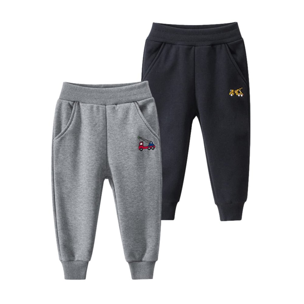 GFQLONG Toddler Boys 2 Pack Cotton Active Jogger Pants,Kids Cartoon Sweatpants Casual Lounging Bottoms,Crane Sets 7-8 Years