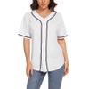Women's Baseball Jerseys Blank Button Down V-Neck Softball Team Uniform Fashion Simple Wide Stripe Short Sleeve (White,XS,X-Small,Regular,Regular) view 1