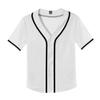 Women's Baseball Jerseys Blank Button Down V-Neck Softball Team Uniform Fashion Simple Wide Stripe Short Sleeve (White,XS,X-Small,Regular,Regular) view 3
