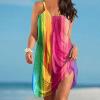 Easter Dress for Women Summer Dresses for Women 2023 Beach Dress Cover Ups Boho Floral Print T Shirt Sundresses with Pockets Womens Summer Floral Wrap V Neck Adjustable Spaghetti Casual Dress view 2