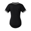 Womens Hip Hop T Shirts Baseball Jersey Button Down Tops Short Sleeve Solid Color Outfits (Black 3XL) view 3