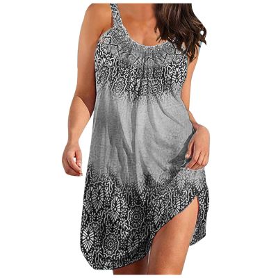 Summer Dresses for Women 2023 Beach Spring Floral Print Tank Dress Sleeveless Cover Up Sundress Casual Boho Dress