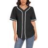 Women's Baseball Jerseys Blank Button Down V-Neck Softball Team Uniform Fashion Simple Wide Stripe Short Sleeve (Black,4XL,4X-Large,Regular,Regular) view 1