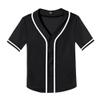 Women's Baseball Jerseys Blank Button Down V-Neck Softball Team Uniform Fashion Simple Wide Stripe Short Sleeve (Black,4XL,4X-Large,Regular,Regular) view 3
