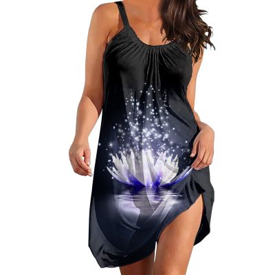 Easter Dress for Women Summer Dresses for Women 2023 Beach Dress Cover Ups Boho Floral Print T Shirt Sundresses with Pockets Womens Summer Floral Wrap V Neck Adjustable Spaghetti Casual Dress