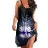 Easter Dress for Women Summer Dresses for Women 2023 Beach Dress Cover Ups Boho Floral Print T Shirt Sundresses with Pockets Womens Summer Floral Wrap V Neck Adjustable Spaghetti Casual Dress view 1