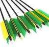 ZSHJGJR 30 Inch Archery Hunting Arrows Carbon Flu Flu Arrows Spine 500 Target Practice Arrows with 4pcs Turkey Feather Replaceable Arrowhead for Outdoor Hunting Shooting 6/12pcs (6, Yellow & Green) view 2