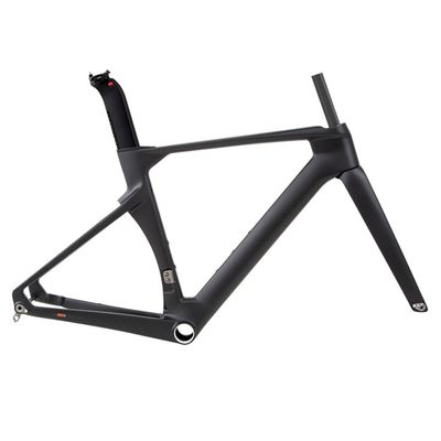 HIMALO Carbon Fiber Road Bike Frameset Disc Brake Thru Axle Breaking Wind Racing Frame 43.5/46/48/50/52/54/56CM Internal Routing  for 700C Wheels (Color : Black, Size : 48CM)
