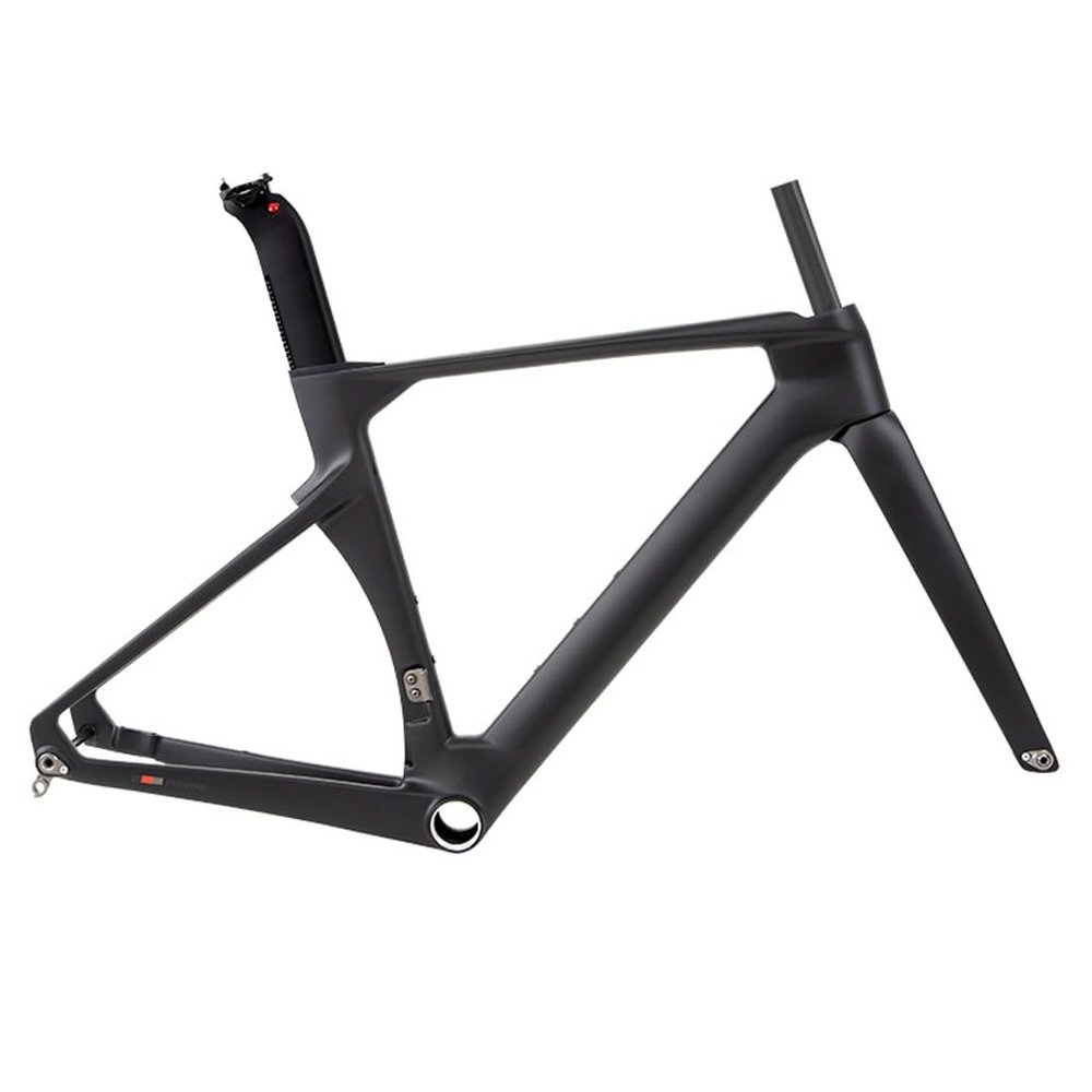 HIMALO Carbon Fiber Road Bike Frameset Disc Brake Thru Axle Breaking Wind Racing Frame 43.5/46/48/50/52/54/56CM Internal Routing  for 700C Wheels (Color : Black, Size : 48CM)