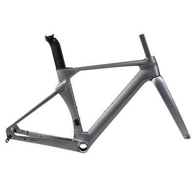 HIMALO Carbon Fiber Road Bike Frameset Disc Brake Thru Axle Breaking Wind Racing Frame 43.5/46/48/50/52/54/56CM Internal Routing  for 700C Wheels (Color : Dark Gray, Size : 43.5CM)