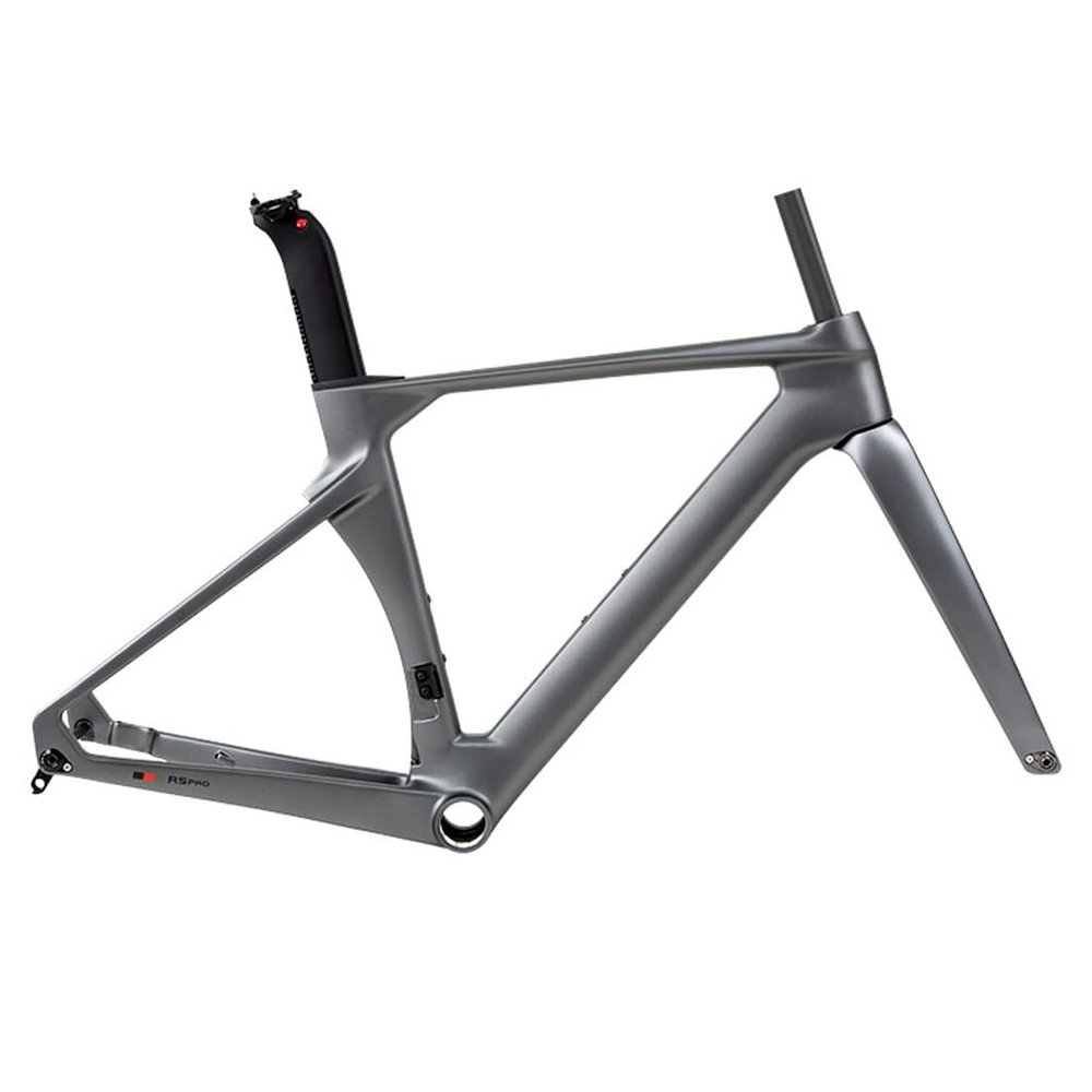HIMALO Carbon Fiber Road Bike Frameset Disc Brake Thru Axle Breaking Wind Racing Frame 43.5/46/48/50/52/54/56CM Internal Routing  for 700C Wheels (Color : Dark Gray, Size : 43.5CM)