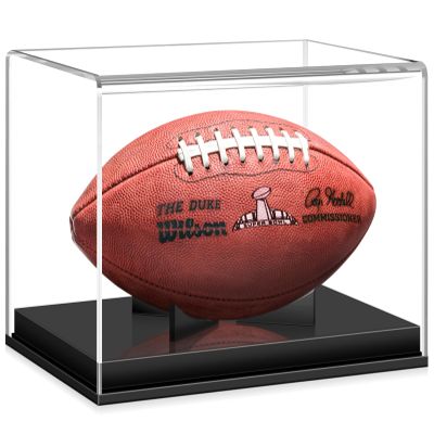 KKU Football Display Case, Acrylic Football Case Display Case Autographed Football Holder, No Assembly Required Football Display Box with Removable Built-in Football Display Stand