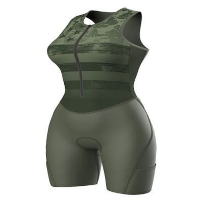 Sparx Women Triathlon Suit Tri Short Racing Cycling Swim Run (XL, Army)