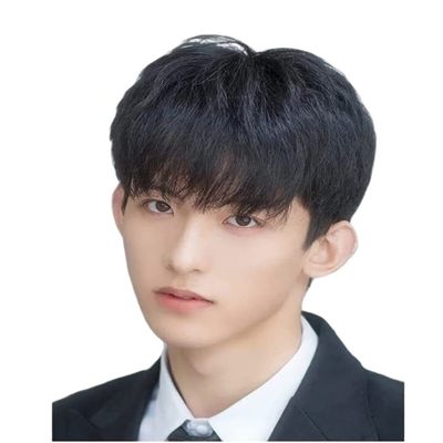 KYUSAR Beautiful Wig Mens Boys Short Straight Black Hair Wigs Male Party Real Hair Cosplay Wig Daily Use Wigs