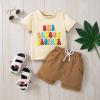 1st Birthday Baby Boy Outfit Groovy One/Two Groovy Short Sleeve Letters T-Shirt + Shorts/Pants Boy Summer Clothes (One Groovy Brother Shorts,6-12 Months) view 2
