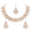 Bodha Traditional Indian Rose Gold Plated Kundan, AD, Crystal, CZ Design Necklace Combo with Maang Tikka and Earrings Jewellery/Jewelry Set for Women (SJN_184_RG) view 1