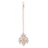 Bodha Traditional Indian Rose Gold Plated Kundan, AD, Crystal, CZ Design Necklace Combo with Maang Tikka and Earrings Jewellery/Jewelry Set for Women (SJN_184_RG) view 4