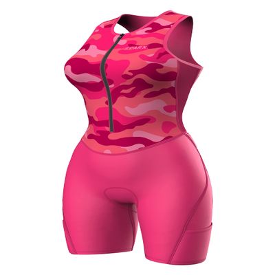 Sparx Women Triathlon Suit Tri Short Racing Cycling Swim Run (2XL, Pink Camo)
