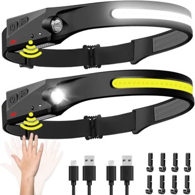 Headlamp Rechargeable, 230 Wide Beam Head Lamp LED with Motion Sensor for Adults - Camping Accessories Gear, Waterproof Head Light Flashlight for Hiking, Running, Repairing, Fishing, Cycling Visit th